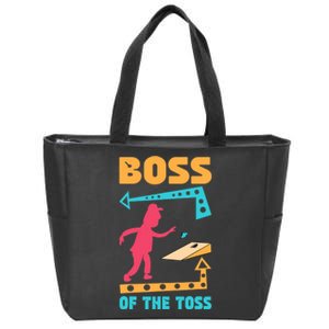 Boss Of The Toss Dad Cornhole Game Bean Bag Toss Funny Zip Tote Bag