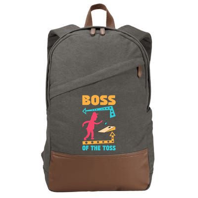 Boss Of The Toss Dad Cornhole Game Bean Bag Toss Funny Cotton Canvas Backpack