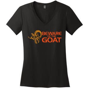 Beware Of The Goat Freemason Masonic Freemasonry Women's V-Neck T-Shirt