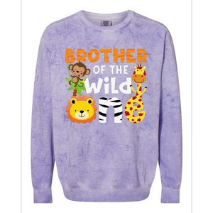 Brother of the Wild One Zoo Theme Bday Safari Jungle Animals Colorblast Crewneck Sweatshirt