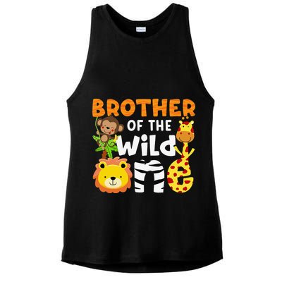 Brother of the Wild One Zoo Theme Bday Safari Jungle Animals Ladies PosiCharge Tri-Blend Wicking Tank