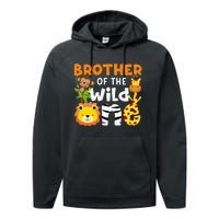 Brother of the Wild One Zoo Theme Bday Safari Jungle Animals Performance Fleece Hoodie