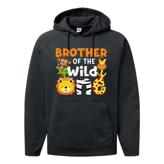 Brother of the Wild One Zoo Theme Bday Safari Jungle Animals Performance Fleece Hoodie