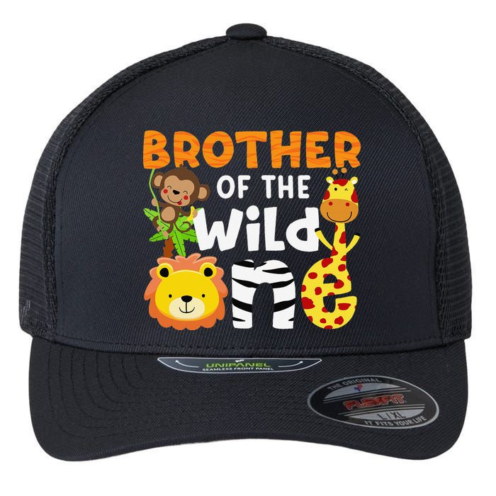 Brother of the Wild One Zoo Theme Bday Safari Jungle Animals Flexfit Unipanel Trucker Cap