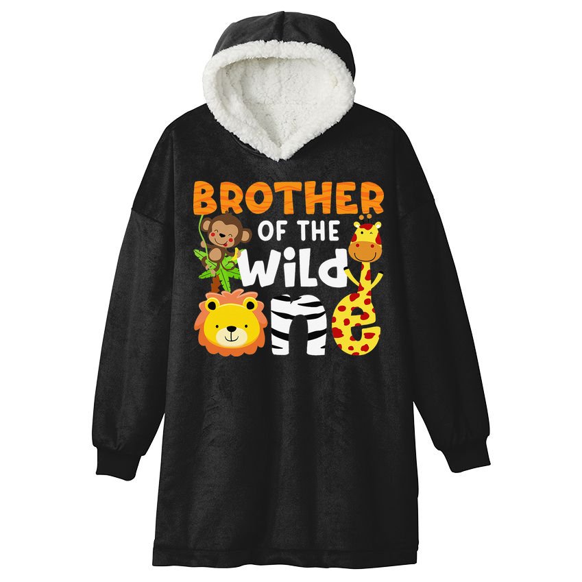 Brother of the Wild One Zoo Theme Bday Safari Jungle Animals Hooded Wearable Blanket