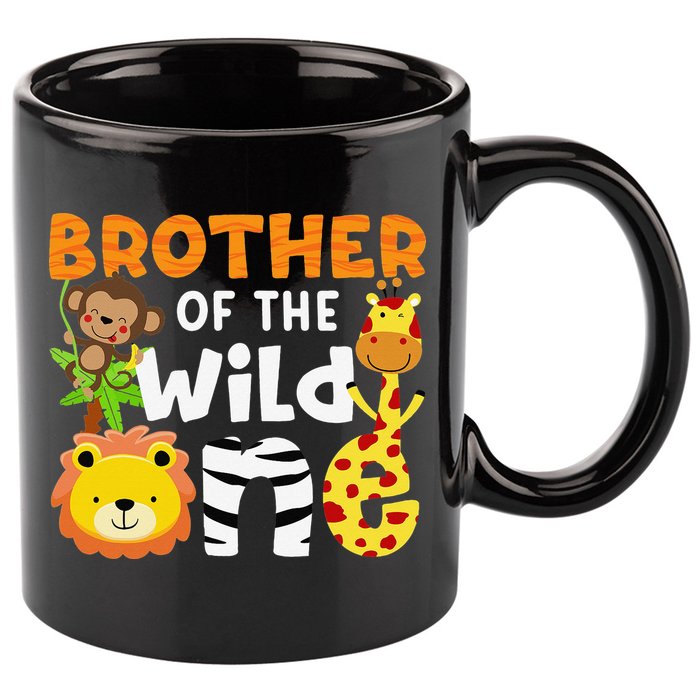 Brother of the Wild One Zoo Theme Bday Safari Jungle Animals 11oz C Handle Ceramic Mug