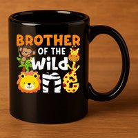 Brother of the Wild One Zoo Theme Bday Safari Jungle Animals 11oz C Handle Ceramic Mug