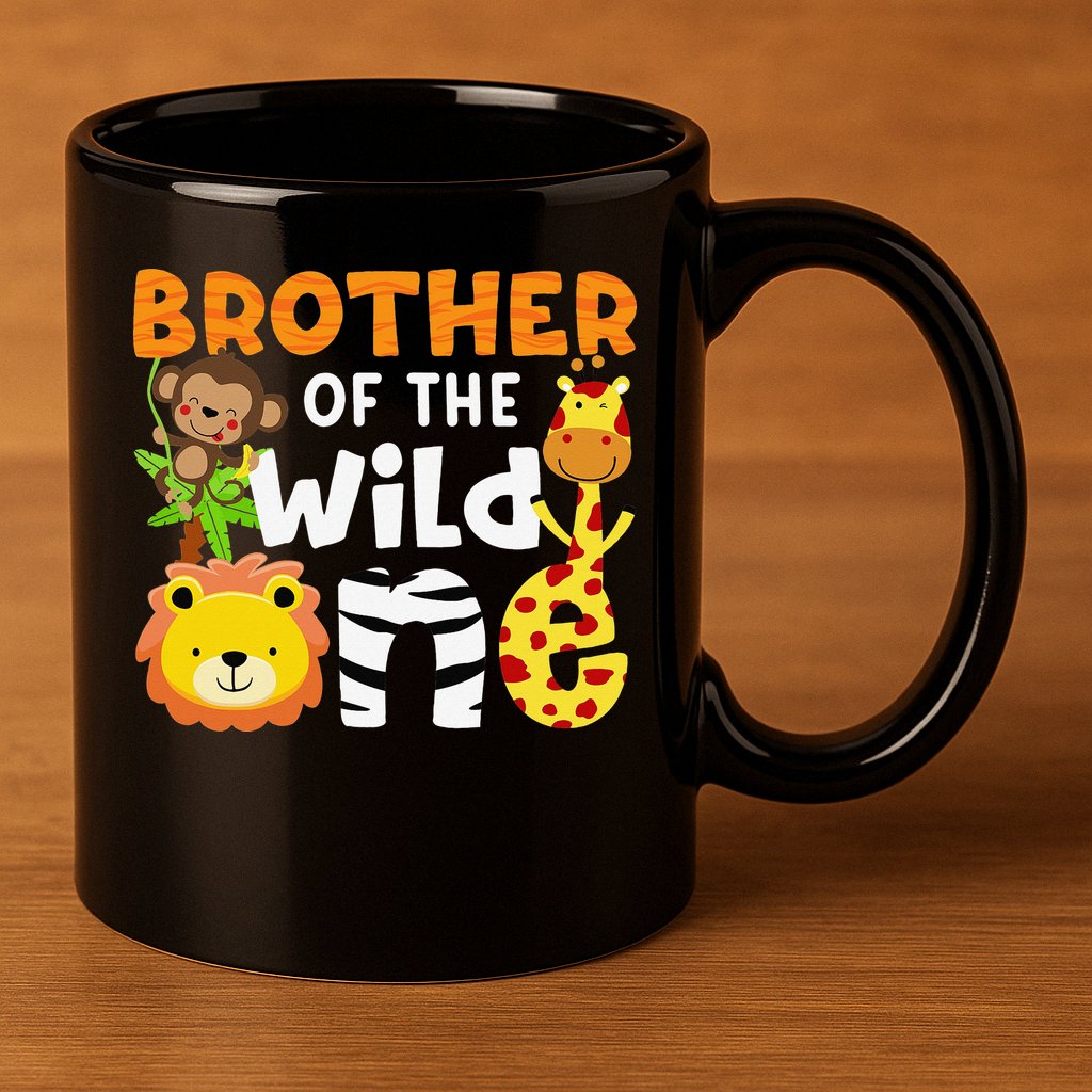 Brother of the Wild One Zoo Theme Bday Safari Jungle Animals 11oz C Handle Ceramic Mug