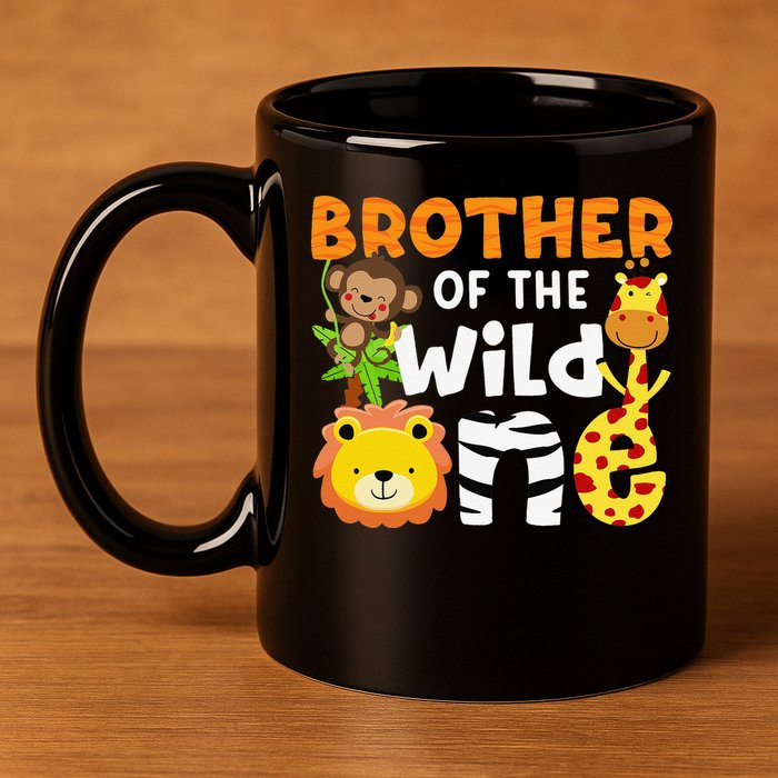 Brother of the Wild One Zoo Theme Bday Safari Jungle Animals 11oz C Handle Ceramic Mug