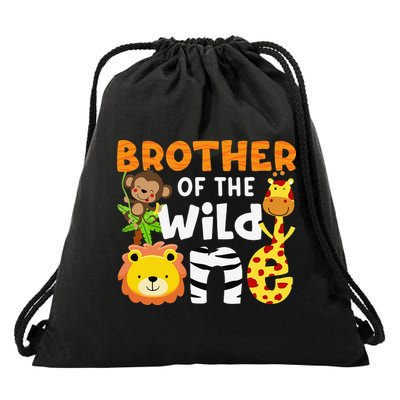 Brother of the Wild One Zoo Theme Bday Safari Jungle Animals Drawstring Bag