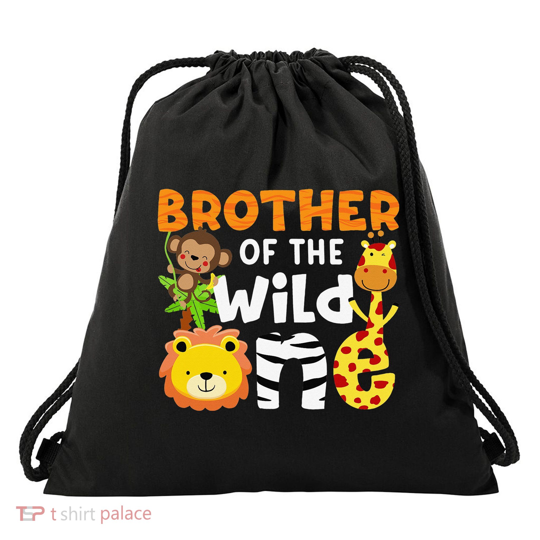 Brother of the Wild One Zoo Theme Bday Safari Jungle Animals Drawstring Bag