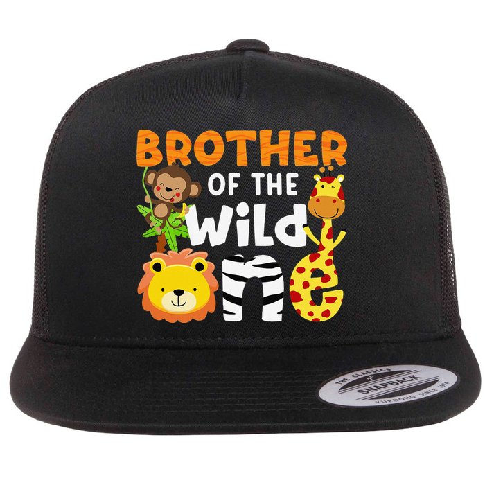 Brother of the Wild One Zoo Theme Bday Safari Jungle Animals Flat Bill Trucker Hat