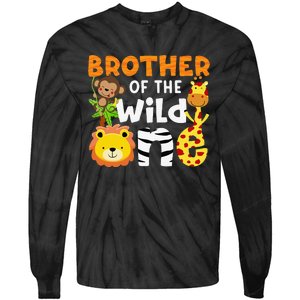 Brother of the Wild One Zoo Theme Bday Safari Jungle Animals Tie-Dye Long Sleeve Shirt