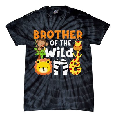 Brother of the Wild One Zoo Theme Bday Safari Jungle Animals Tie-Dye T-Shirt