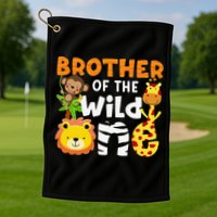 Brother of the Wild One Zoo Theme Bday Safari Jungle Animals Golf Towel