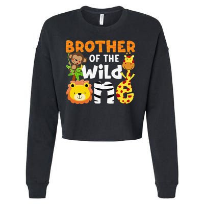 Brother of the Wild One Zoo Theme Bday Safari Jungle Animals Cropped Pullover Crew