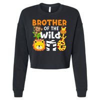 Brother of the Wild One Zoo Theme Bday Safari Jungle Animals Cropped Pullover Crew