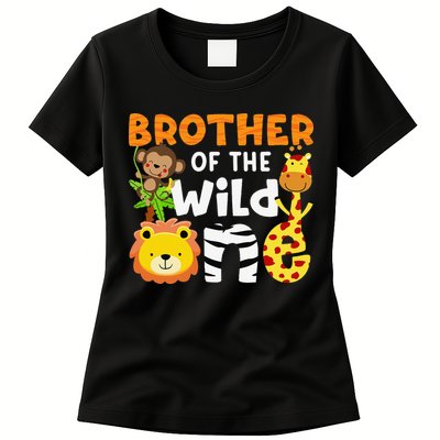 Brother of the Wild One Zoo Theme Bday Safari Jungle Animals Womens T-Shirt