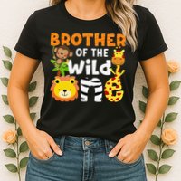 Brother of the Wild One Zoo Theme Bday Safari Jungle Animals Womens T-Shirt