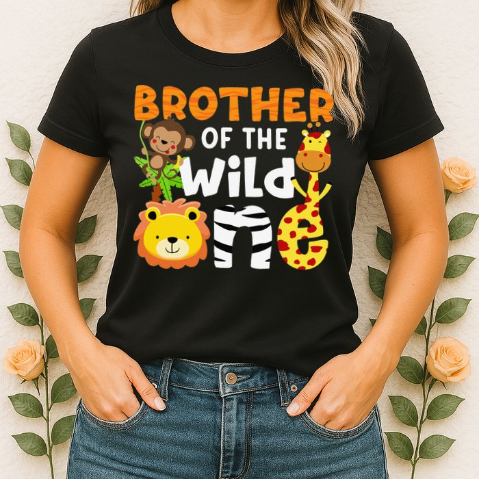 Brother of the Wild One Zoo Theme Bday Safari Jungle Animals Womens T-Shirt