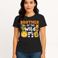 Brother of the Wild One Zoo Theme Bday Safari Jungle Animals Womens T-Shirt