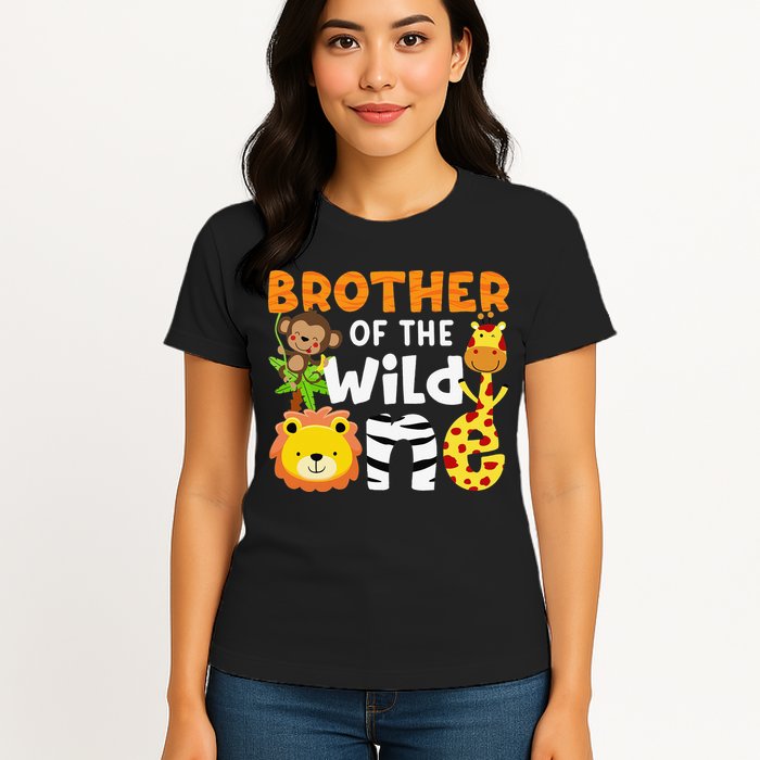 Brother of the Wild One Zoo Theme Bday Safari Jungle Animals Womens T-Shirt