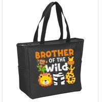 Brother of the Wild One Zoo Theme Bday Safari Jungle Animals Zip Tote Bag