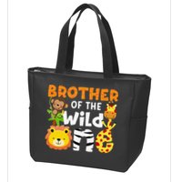 Brother of the Wild One Zoo Theme Bday Safari Jungle Animals Zip Tote Bag