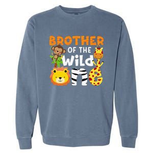 Brother of the Wild One Zoo Theme Bday Safari Jungle Animals Garment-Dyed Sweatshirt