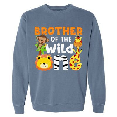 Brother of the Wild One Zoo Theme Bday Safari Jungle Animals Garment-Dyed Sweatshirt