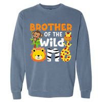 Brother of the Wild One Zoo Theme Bday Safari Jungle Animals Garment-Dyed Sweatshirt