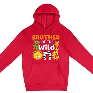 Brother of the Wild One Zoo Theme Bday Safari Jungle Animals Premium Pullover Hoodie