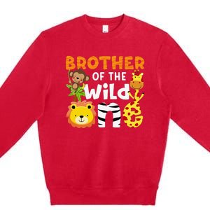 Brother of the Wild One Zoo Theme Bday Safari Jungle Animals Premium Crewneck Sweatshirt