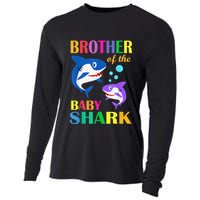 Brother Of The Baby Birthday Shark Brother Shark Christmas Cooling Performance Long Sleeve Crew