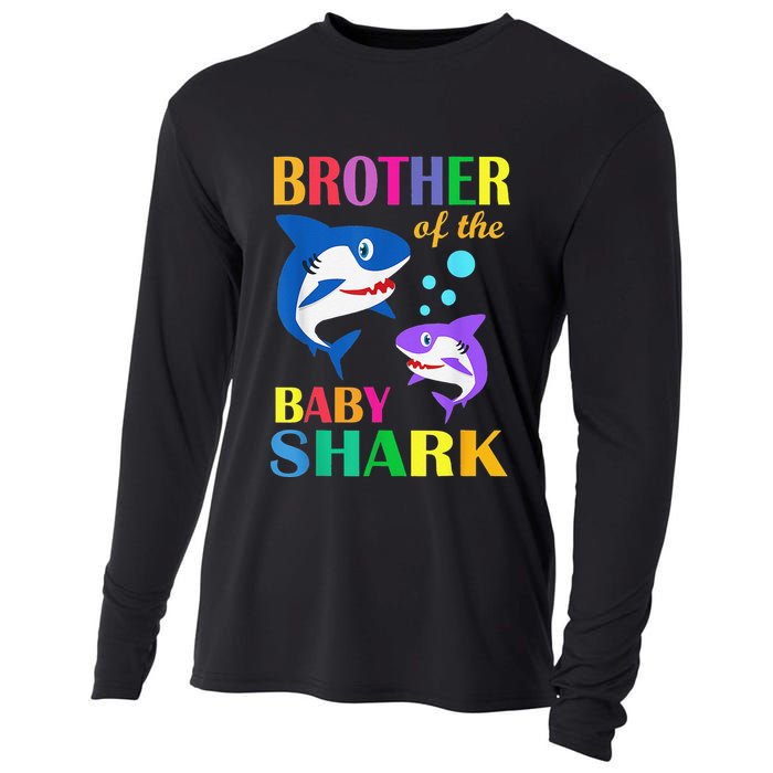 Brother Of The Baby Birthday Shark Brother Shark Christmas Cooling Performance Long Sleeve Crew