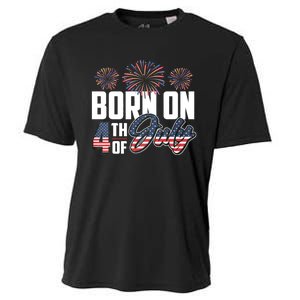 Born On The Fourth Of July 4th Of July Birthday Patriotic Cooling Performance Crew T-Shirt