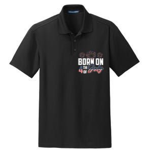 Born On The Fourth Of July 4th Of July Birthday Patriotic Dry Zone Grid Polo