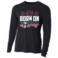 Born On The Fourth Of July 4th Of July Birthday Patriotic Cooling Performance Long Sleeve Crew