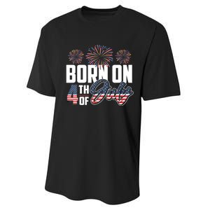 Born On The Fourth Of July 4th Of July Birthday Patriotic Performance Sprint T-Shirt