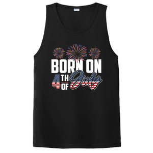 Born On The Fourth Of July 4th Of July Birthday Patriotic PosiCharge Competitor Tank