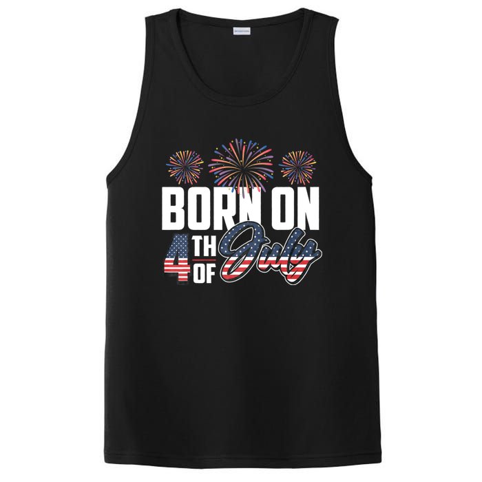 Born On The Fourth Of July 4th Of July Birthday Patriotic PosiCharge Competitor Tank