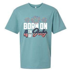 Born On The Fourth Of July 4th Of July Birthday Patriotic Sueded Cloud Jersey T-Shirt