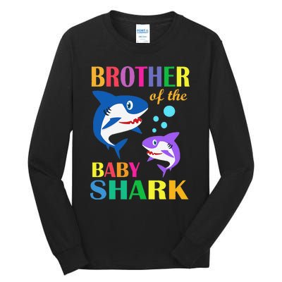 Brother Of The Baby Birthday Shark Brother Shark Christmas Tall Long Sleeve T-Shirt