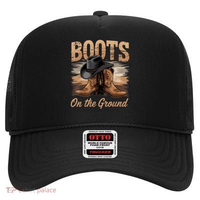 Boots On The Ground Cowgirl Line Dance  High Crown Mesh Back Trucker Hat