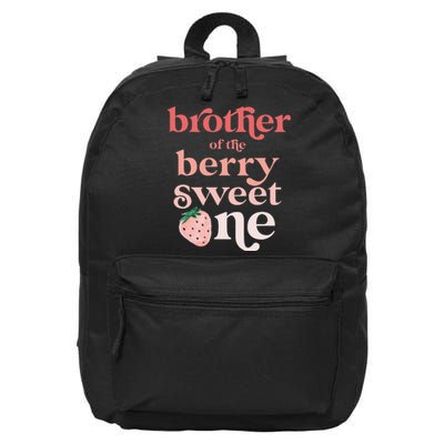 Brother of the Berry Sweet One Strawberry First Birthday 1st 16 in Basic Backpack