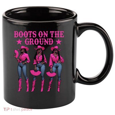 Boots On The Ground Western Southern Melanin Black Cowgirl 11oz C Handle Ceramic Mug