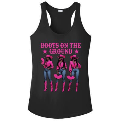 Boots On The Ground Western Southern Melanin Black Cowgirl Ladies PosiCharge Competitor Racerback Tank