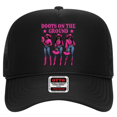 Boots On The Ground Western Southern Melanin Black Cowgirl Trucker Hat