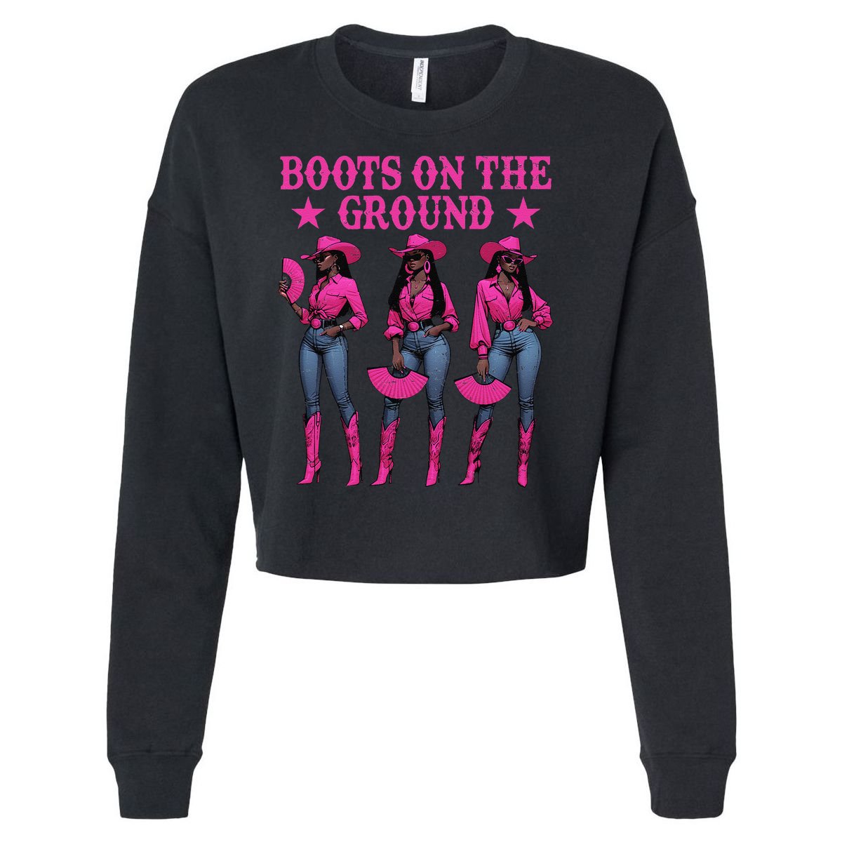 Boots On The Ground Western Southern Melanin Black Cowgirl Cropped Pullover Crew