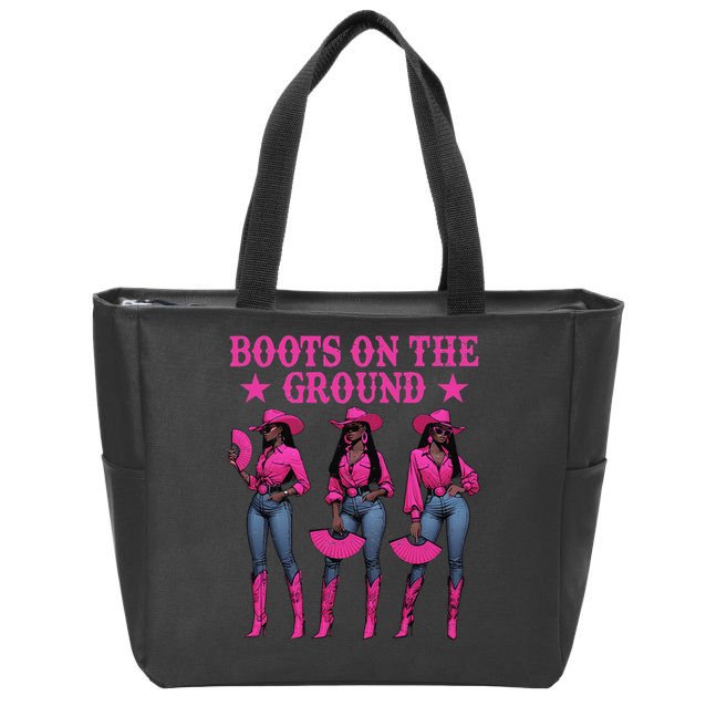 Boots On The Ground Western Southern Melanin Black Cowgirl Zip Tote Bag